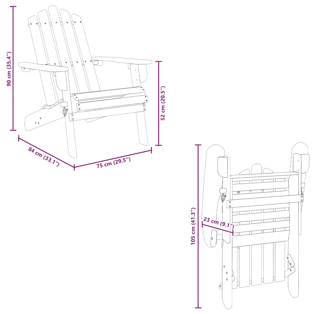 Sedia da Giardino Adirondack in Legno Massello di Acacia | homemem39