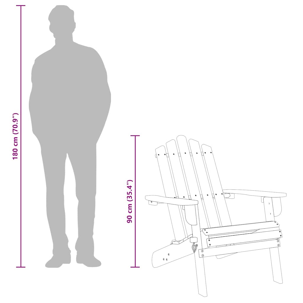 Sedia da Giardino Adirondack in Legno Massello di Acacia - homemem39
