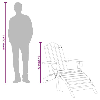 Sedia da Giardino Adirondack con Poggiapiedi Massello di Acacia | homemem39