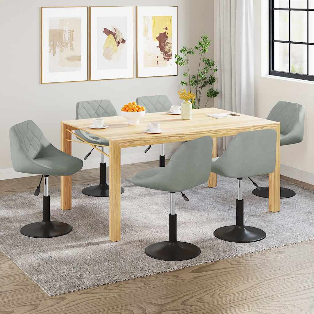 Sedie da Pranzo Girevoli 6 pz Grigio Chiaro in Velluto