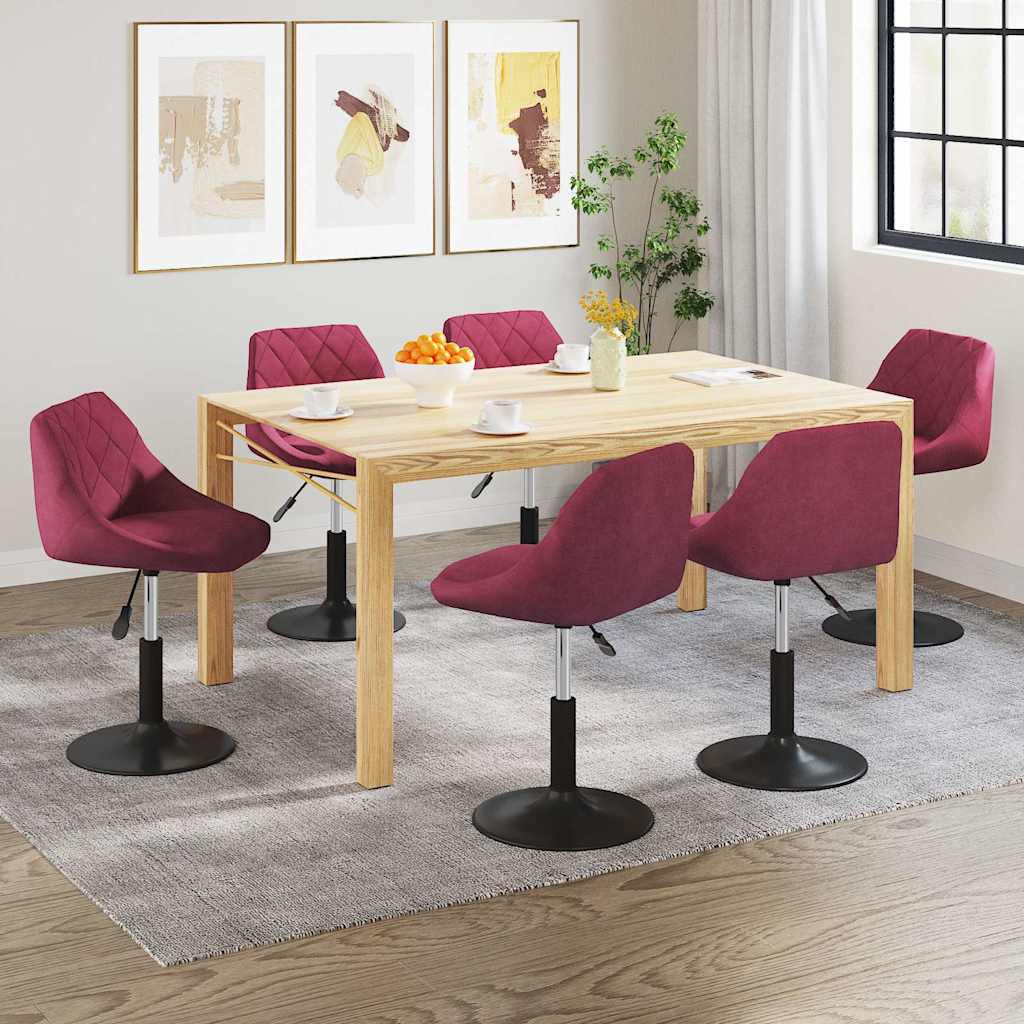 Sedie da Pranzo Girevoli 6 pz Rosso Vino in Velluto | homemem39