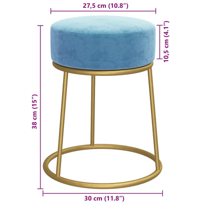 Sgabello Rotondo Azzurro in Velluto - homemem39