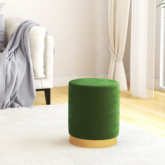 Sgabello Rotondo con Contenitore Verde in Velluto 31 x 37 cm
