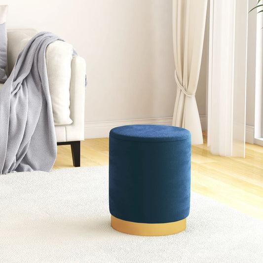 Sgabello Rotondo con Contenitore Azzurro in Velluto 31 x 37 cm