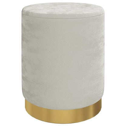 Sgabello Rotondo con Contenitore Grigio Chiaro in Velluto 31 x 37 cm - homemem39