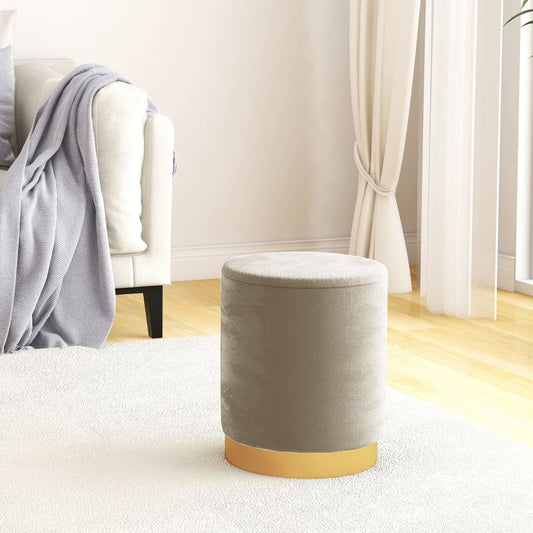 Sgabello Rotondo con Contenitore Grigio Scuro in Velluto 31 x 37 cm