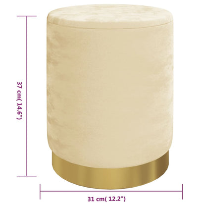 Sgabello Rotondo con Contenitore Albicocca in Velluto 31 x 37 cm