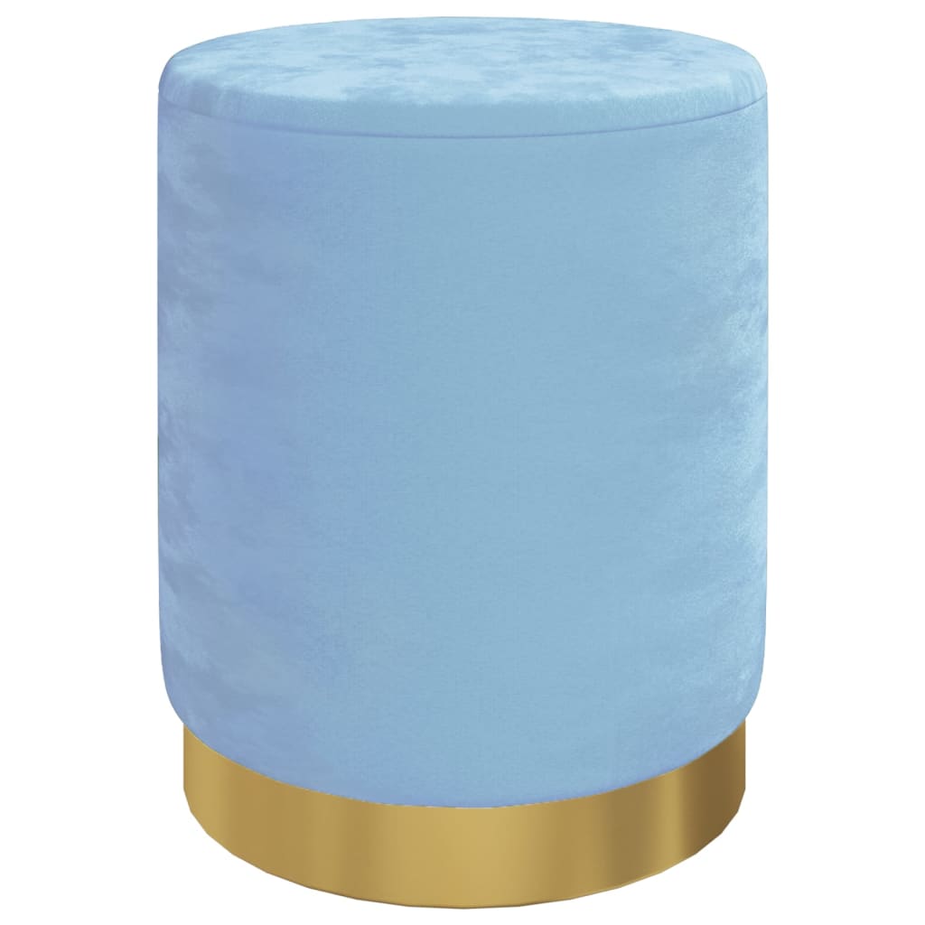 Sgabello Rotondo con Contenitore Azzurro in Velluto 31 x 37 cm