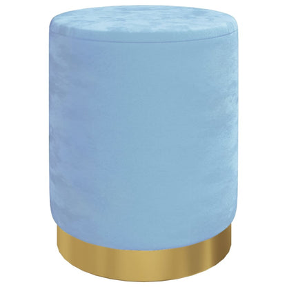 Sgabello Rotondo con Contenitore Azzurro in Velluto 31 x 37 cm