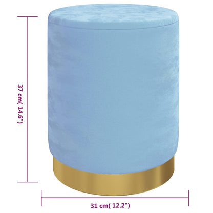 Sgabello Rotondo con Contenitore Azzurro in Velluto 31 x 37 cm