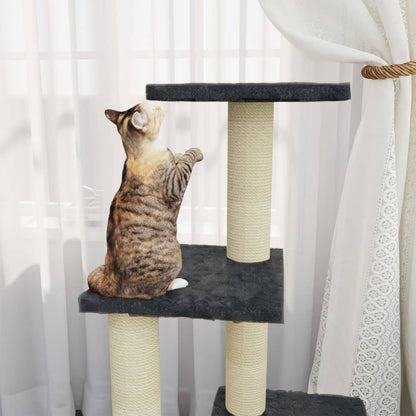 Albero per Gatti con Tiragraffi in Sisal Grigio Scuro 92 cm | homemem39