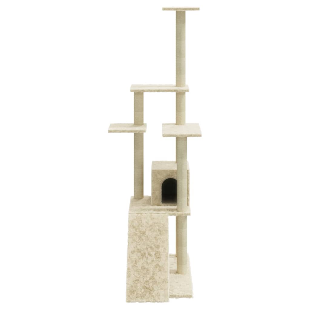 Albero per Gatti con Tiragraffi in Sisal Crema 155 cm | homemem39