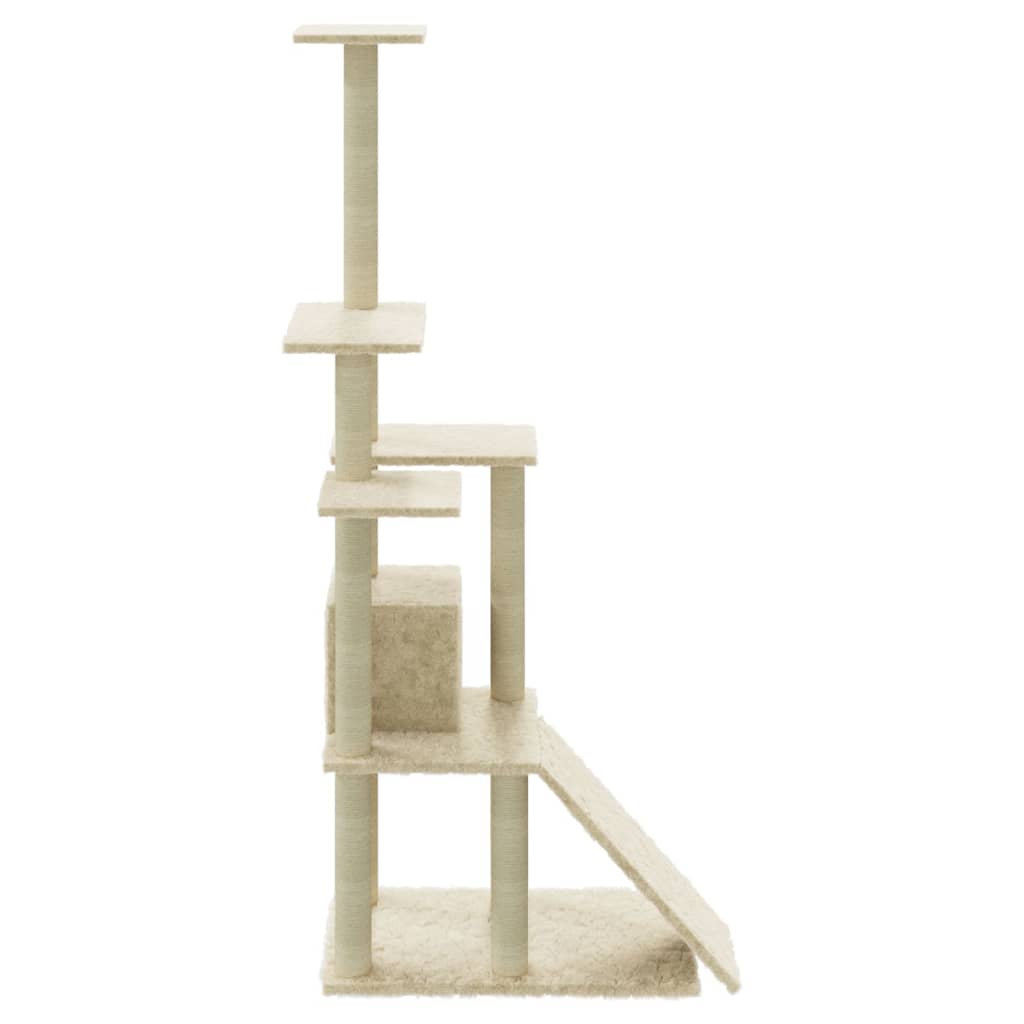Albero per Gatti con Tiragraffi in Sisal Crema 155 cm | homemem39
