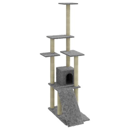Albero per Gatti con Tiragraffi in Sisal Grigio Chiaro 155 cm - homemem39