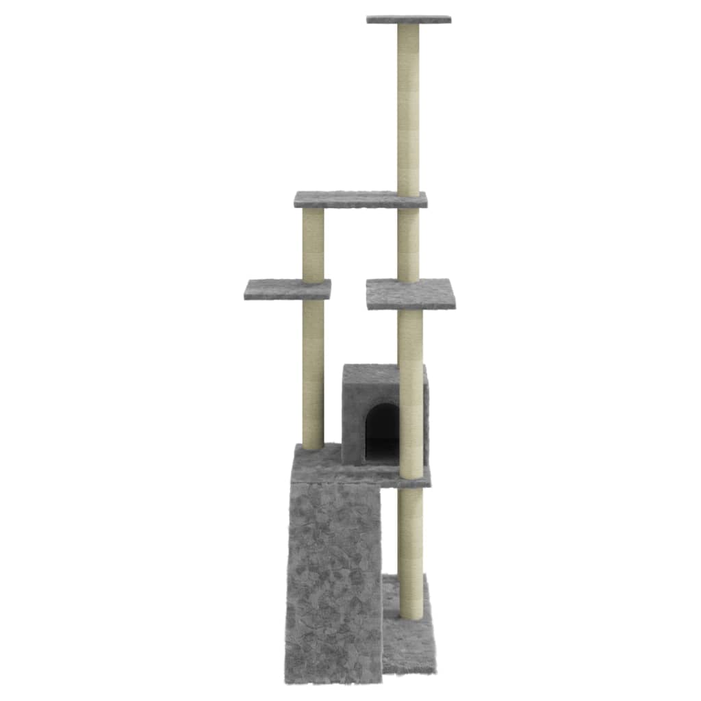 Albero per Gatti con Tiragraffi in Sisal Grigio Chiaro 155 cm - homemem39