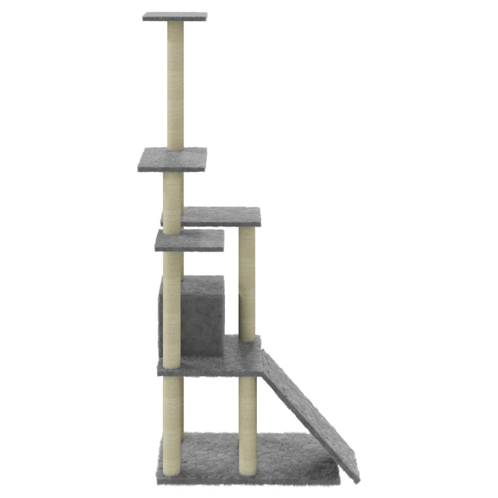 Albero per Gatti con Tiragraffi in Sisal Grigio Chiaro 155 cm - homemem39
