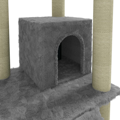 Albero per Gatti con Tiragraffi in Sisal Grigio Chiaro 155 cm - homemem39