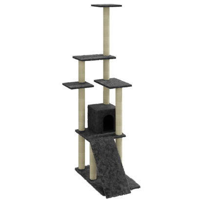 Albero per Gatti con Tiragraffi in Sisal Grigio Scuro 155 cm - homemem39