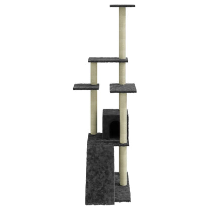 Albero per Gatti con Tiragraffi in Sisal Grigio Scuro 155 cm - homemem39