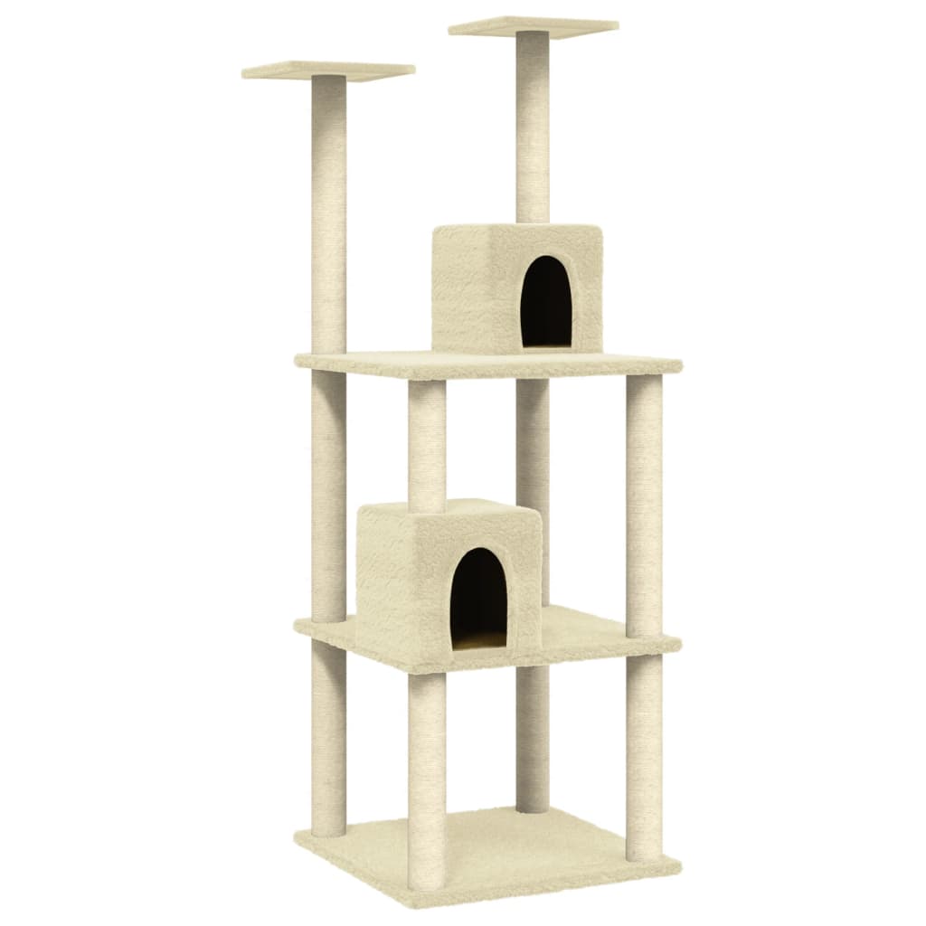 Albero per Gatti con Tiragraffi in Sisal Crema 141 cm - homemem39