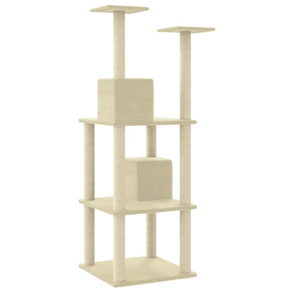 Albero per Gatti con Tiragraffi in Sisal Crema 141 cm - homemem39