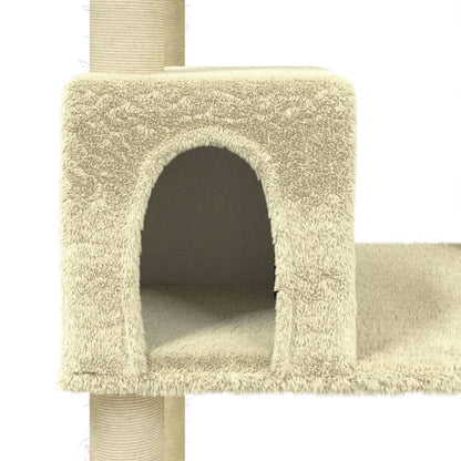 Albero per Gatti con Tiragraffi in Sisal Crema 141 cm - homemem39