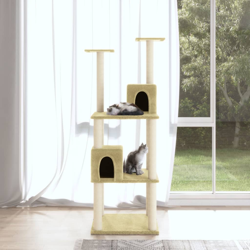 Albero per Gatti con Tiragraffi in Sisal Crema 141 cm - homemem39