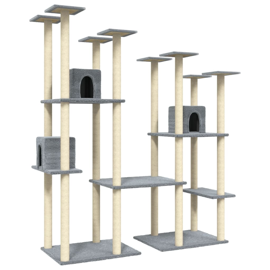 Albero per Gatti con Tiragraffi in Sisal Grigio Chiaro 174 cm | homemem39
