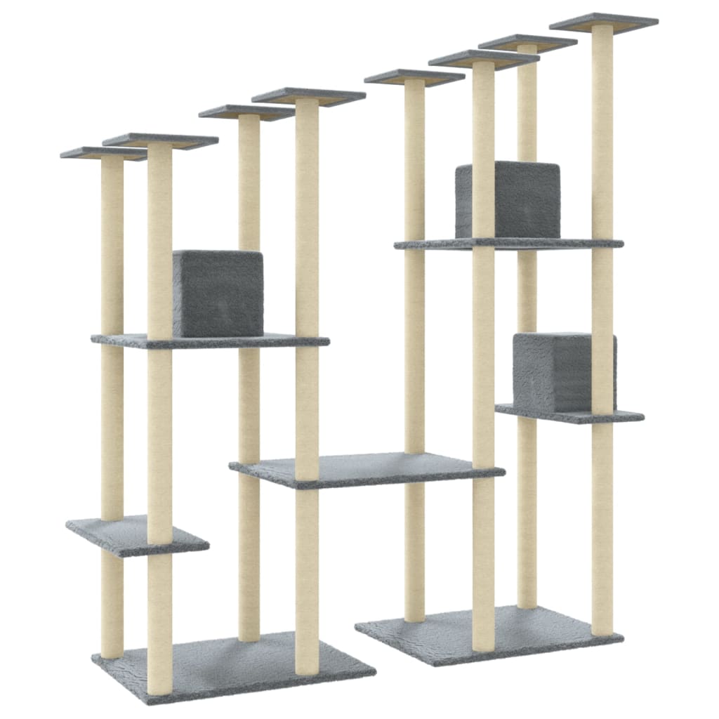 Albero per Gatti con Tiragraffi in Sisal Grigio Chiaro 174 cm | homemem39