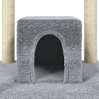 Albero per Gatti con Tiragraffi in Sisal Grigio Chiaro 174 cm | homemem39