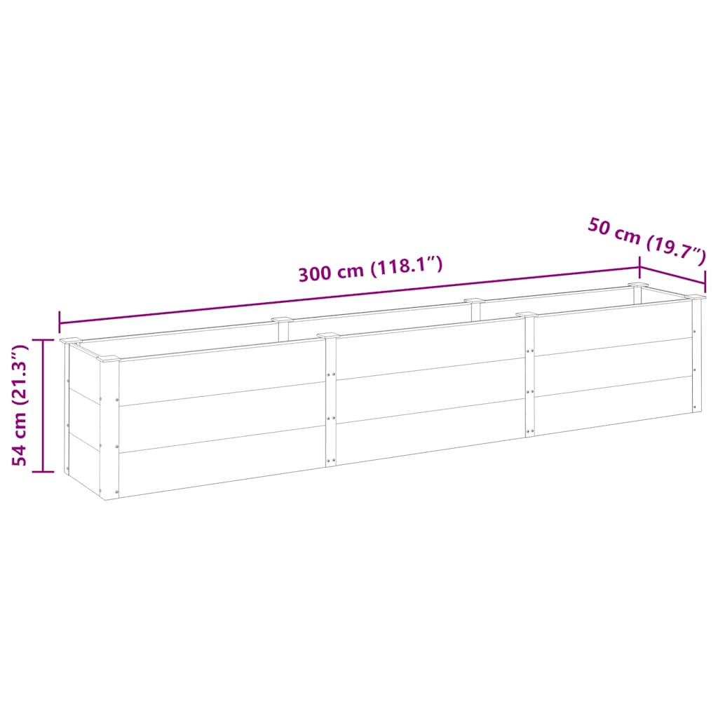 Fioriera Rialzata da Giardino 300x50x54 cm in WPC Grigio - homemem39