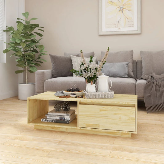 Tavolino da Salotto 110x50x33,5 cm in Legno Massello di Pino | homemem39