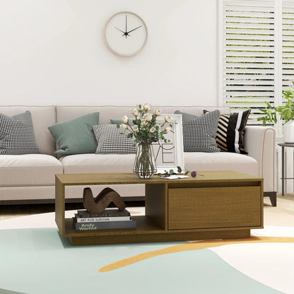 Tavolino Marrone ambra 110x50x33,5 cm in Legno Massello di Pino | homemem39