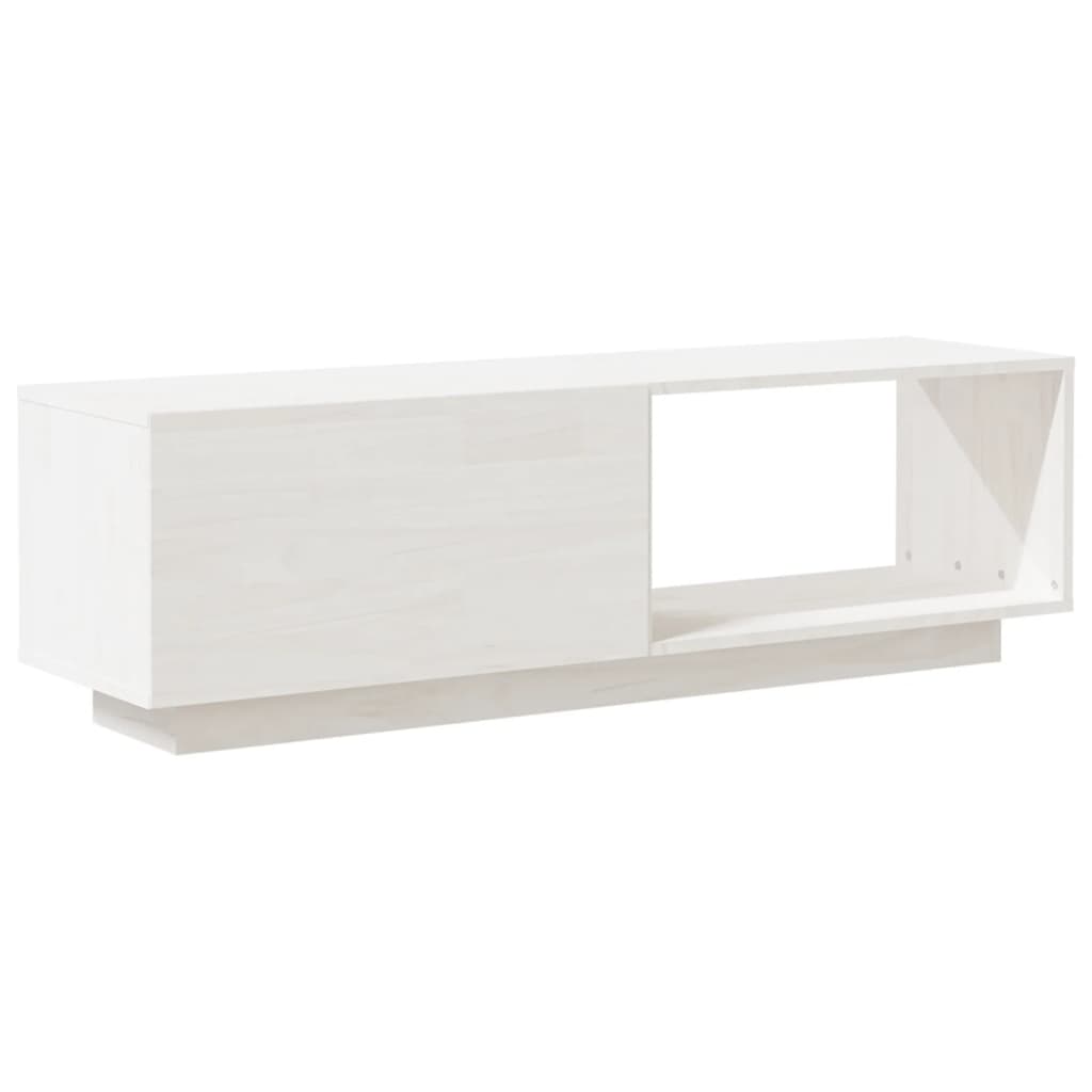 Mobile Porta TV Bianco 110x30x33,5 cm in Legno Massello di Pino - homemem39
