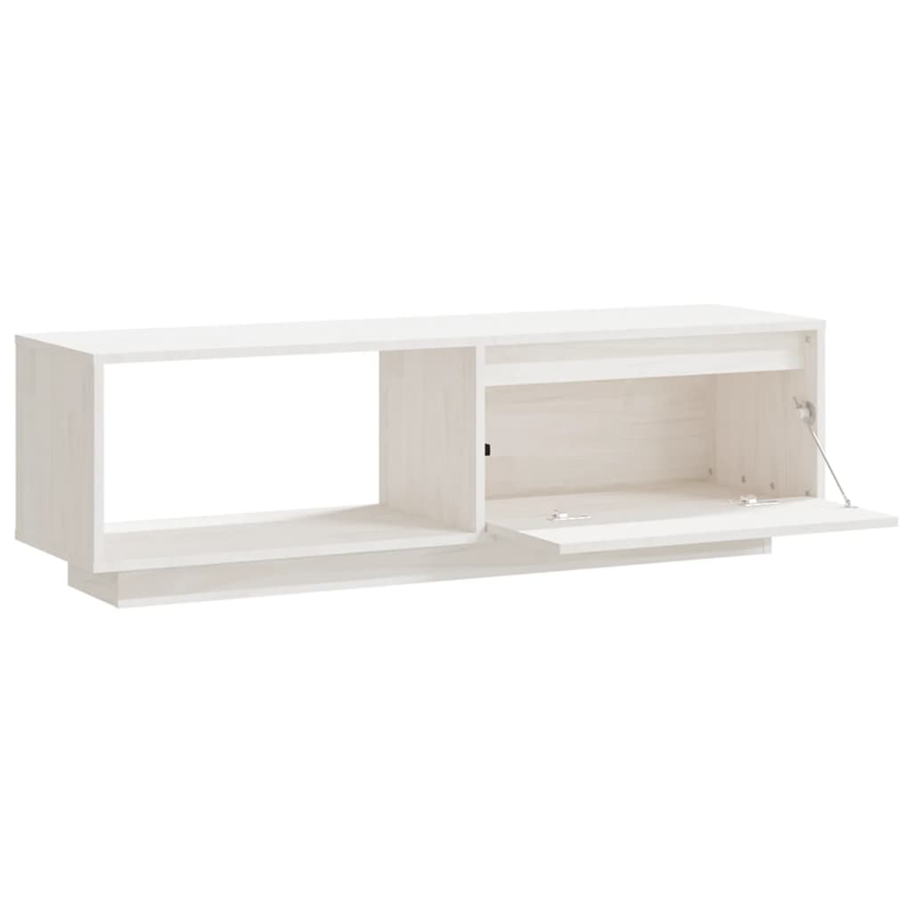 Mobile Porta TV Bianco 110x30x33,5 cm in Legno Massello di Pino - homemem39