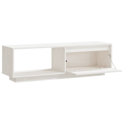Mobile Porta TV Bianco 110x30x33,5 cm in Legno Massello di Pino - homemem39