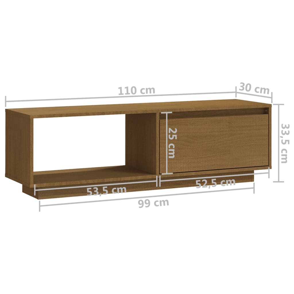 Mobile Porta TV Marrone Ambra 110x30x33,5 cm in Legno di Pino - homemem39