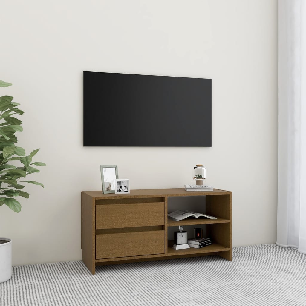 Mobile Porta TV Marrone Ambra 80x31x39 cm in Legno di Pino - homemem39