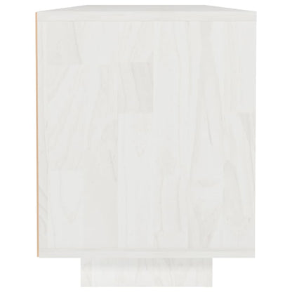 Mobile Porta TV Bianco 110x30x40 cm in Legno Massello di Pino - homemem39