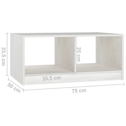 Tavolino da Salotto Bianco 75x50x33,5 cm Legno Massello di Pino