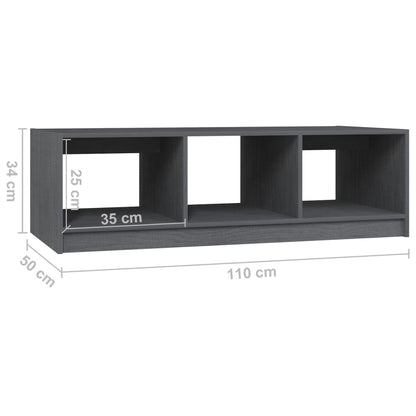 Tavolino da Salotto Grigio 110x50x34 cm Legno Massello di Pino | homemem39