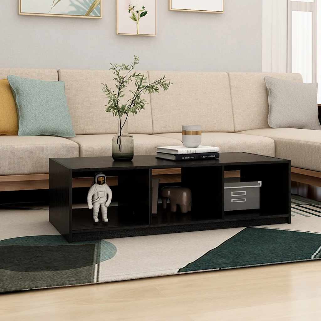 Tavolino da Salotto Nero 110x50x34 cm Legno Massello di Pino | homemem39