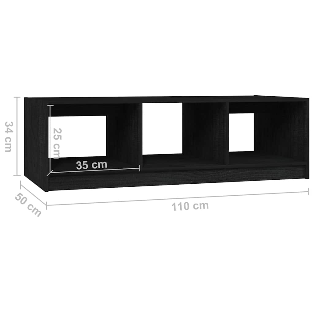 Tavolino da Salotto Nero 110x50x34 cm Legno Massello di Pino | homemem39