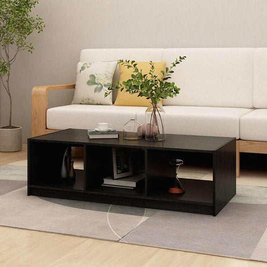Tavolino da Salotto Nero 110x50x34 cm Legno Massello di Pino | homemem39