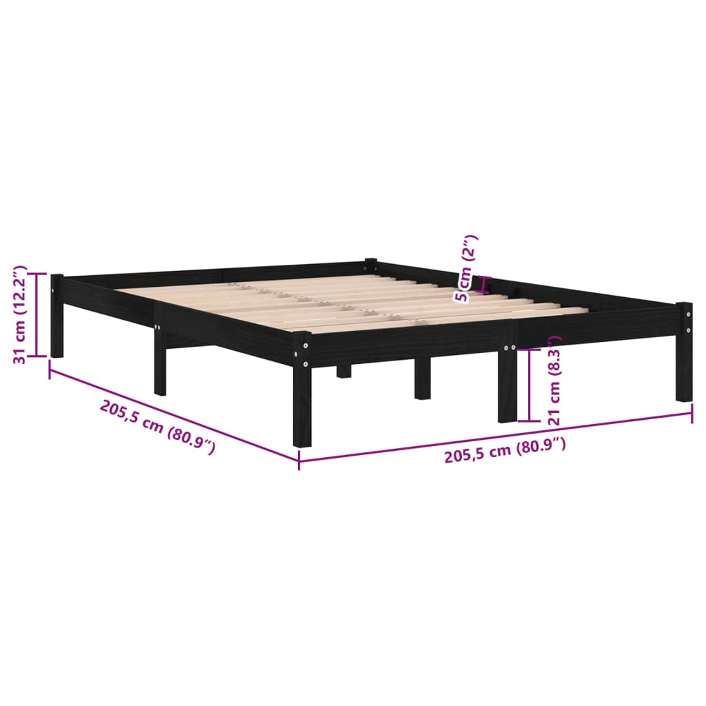Giroletto Nero in Legno Massello di Pino 200x200 cm | homemem39