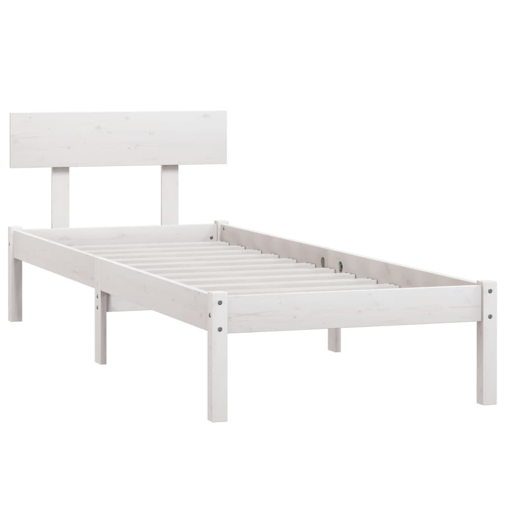 Giroletto Bianco in Legno Massello 75x190 cm Small Single | homemem39