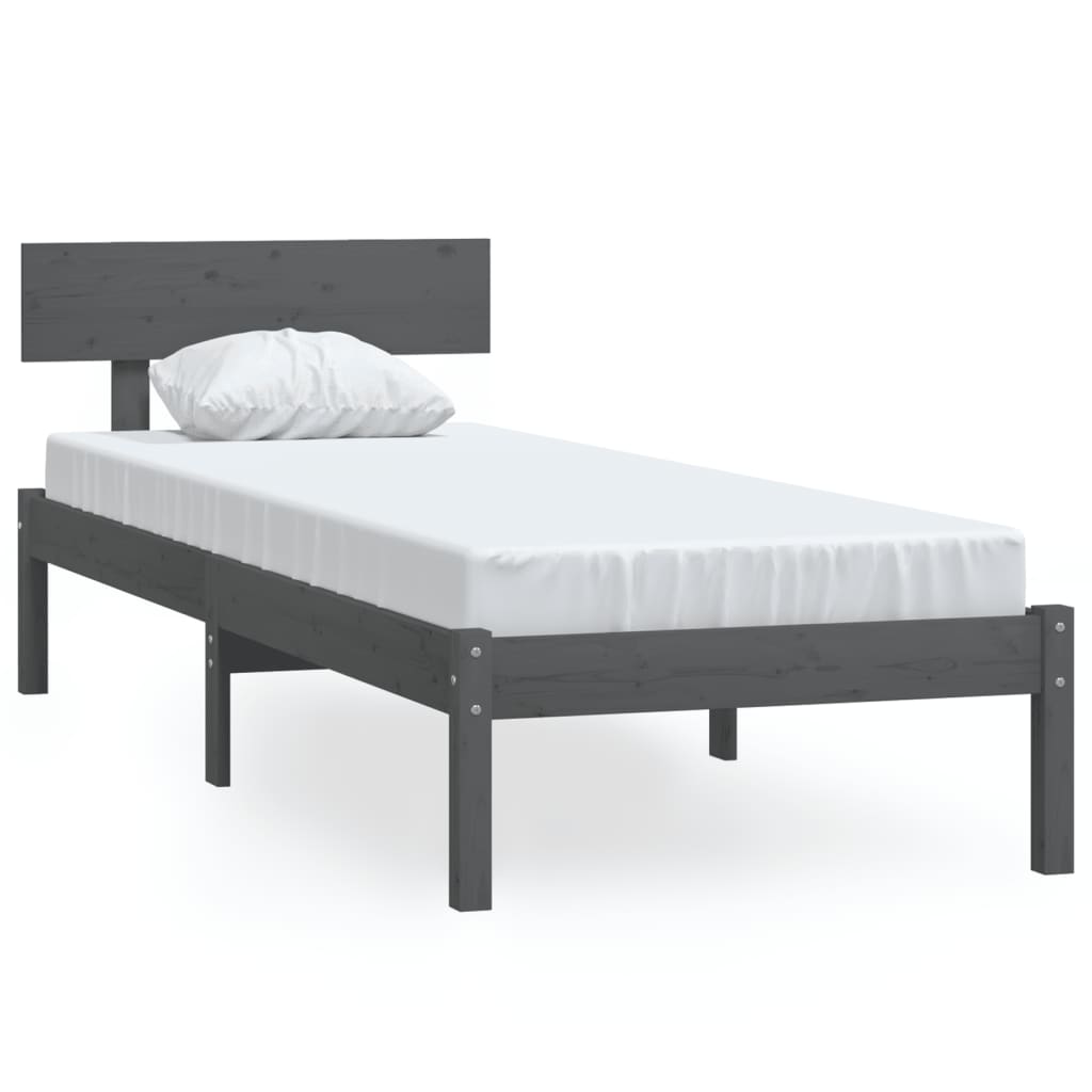 Giroletto Grigio in Legno Massello di Pino 90x190 cm Single | homemem39