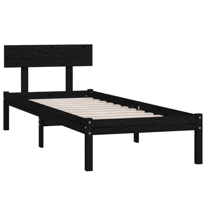 Giroletto Nero in Legno Massello di Pino 90x190 cm Single | homemem39
