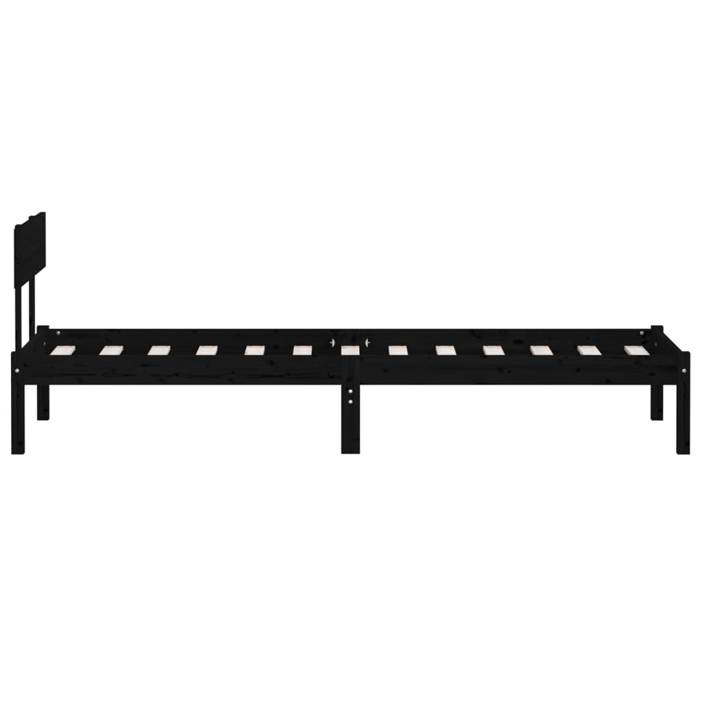 Giroletto Nero in Legno Massello di Pino 90x190 cm Single | homemem39
