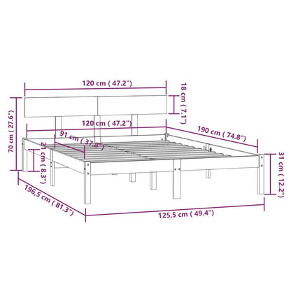 Giroletto Grigio in Legno Massello 120x190 cm Small Double | homemem39